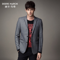 迪尔马奇秋装西装英伦格纹时尚休闲修身男士西装外套DM5524