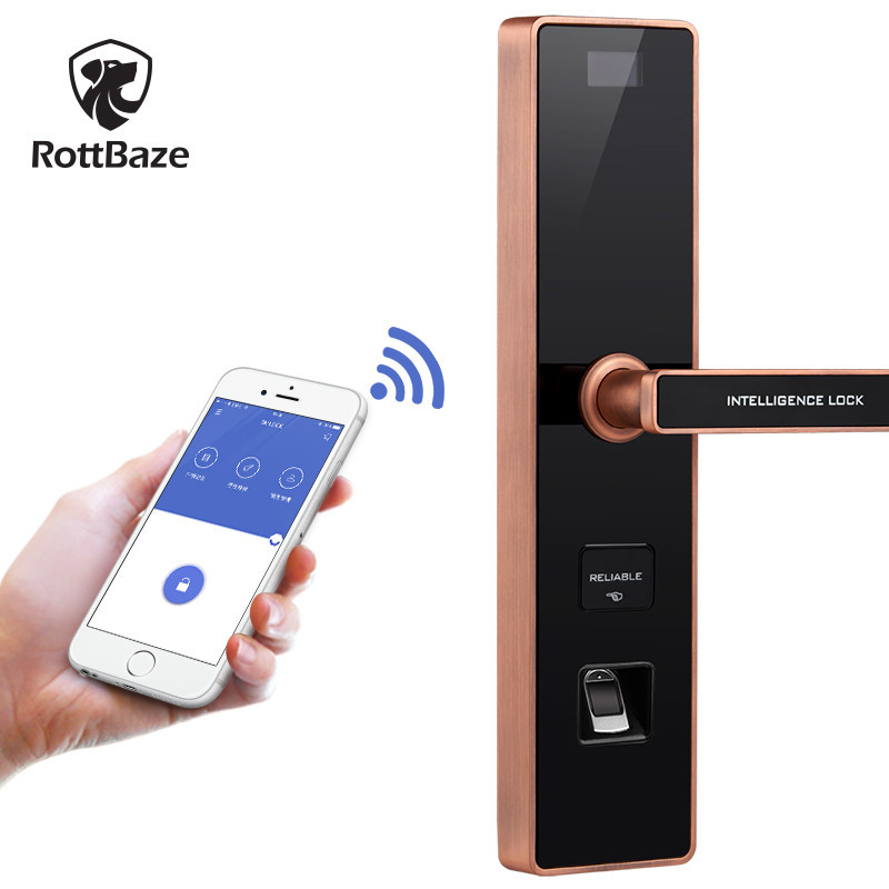 罗贝斯（RottBaze）D5智慧版指纹锁 智能防盗门锁 家用电子密码锁手机App远程遥控