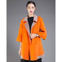 AIMISS/爱美斯秋冬新款女装毛呢大衣纯色中长款纯手工女士外套潮A155051