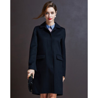 爱美斯淑女纯色双面羊毛呢大衣女中长款毛呢外套A155061