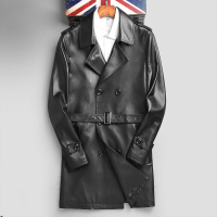 2017新款海宁真皮皮衣男中长款翻领皮衣男时尚潮流绵羊皮男士真皮风衣外套