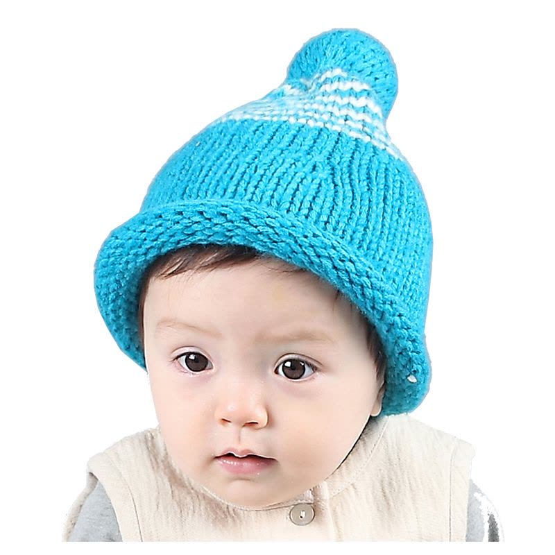 Wing House韩版宝宝冬季糖果色混纺毛线帽男女通用儿童帽子套头儿童帽子1-3岁图片