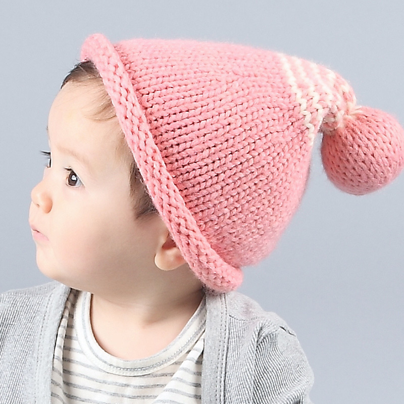 Wing House韩版宝宝冬季糖果色混纺毛线帽男女通用儿童帽子套头儿童帽子1-3岁