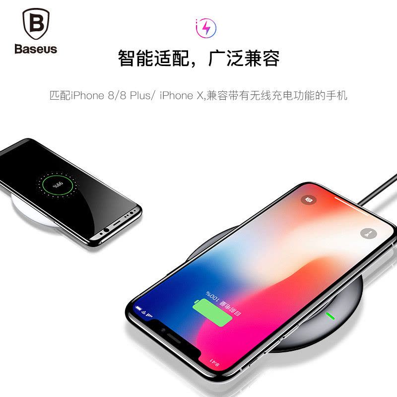 倍思飞碟桌面无线充电器苹果iPhone8Plus/8/X/XR/XS/XS MAX黑色图片