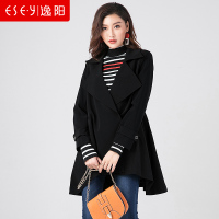 逸阳清不规则中长款风衣_2