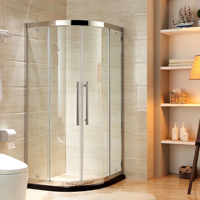 箭牌(ARROW)淋浴房整体浴室304不锈钢弧扇形淋浴房一体成型浴室卫生间玻璃移动门洗澡间图片