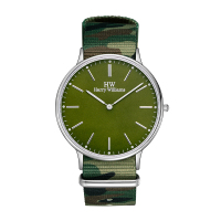 【休闲迷彩】Harry Williams意大利超薄时尚迷彩男士手表 HW休闲迷彩尼龙带石英手表2014M/24