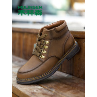 木林森男鞋2017冬季新款高帮男靴英伦风靴子加绒保暖马丁靴子78054029
