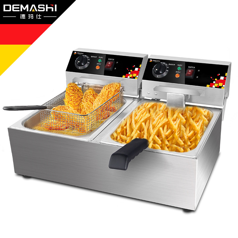 德玛仕(DEMASHI)电炸炉商用 小吃油炸锅油炸机 双缸L-102A