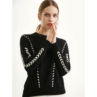 清纯圆领麻花斜边羊绒衫