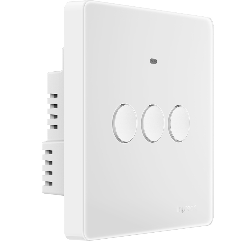 领普科技(linptech)Q1W3智能墙壁三开开关 家用220V感应按钮开关插座面板(搭配N1网关可WiFi远程控制开