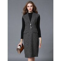 休闲打底时尚毛呢连衣裙两件套 MA19QT233514