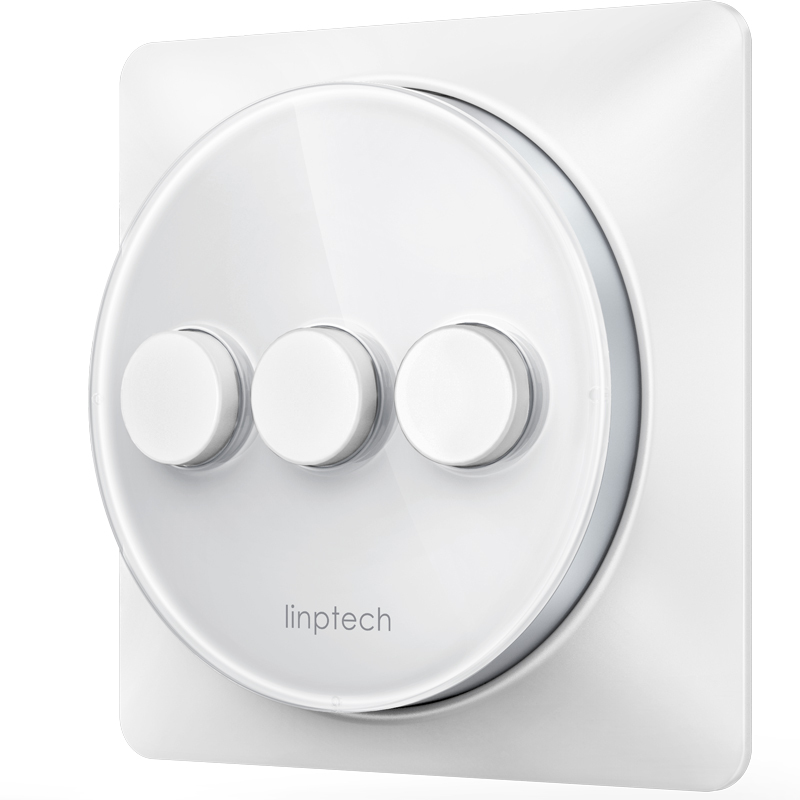 领普科技linptech无线遥控开关面板自发电三联智能圆形按钮防水家居