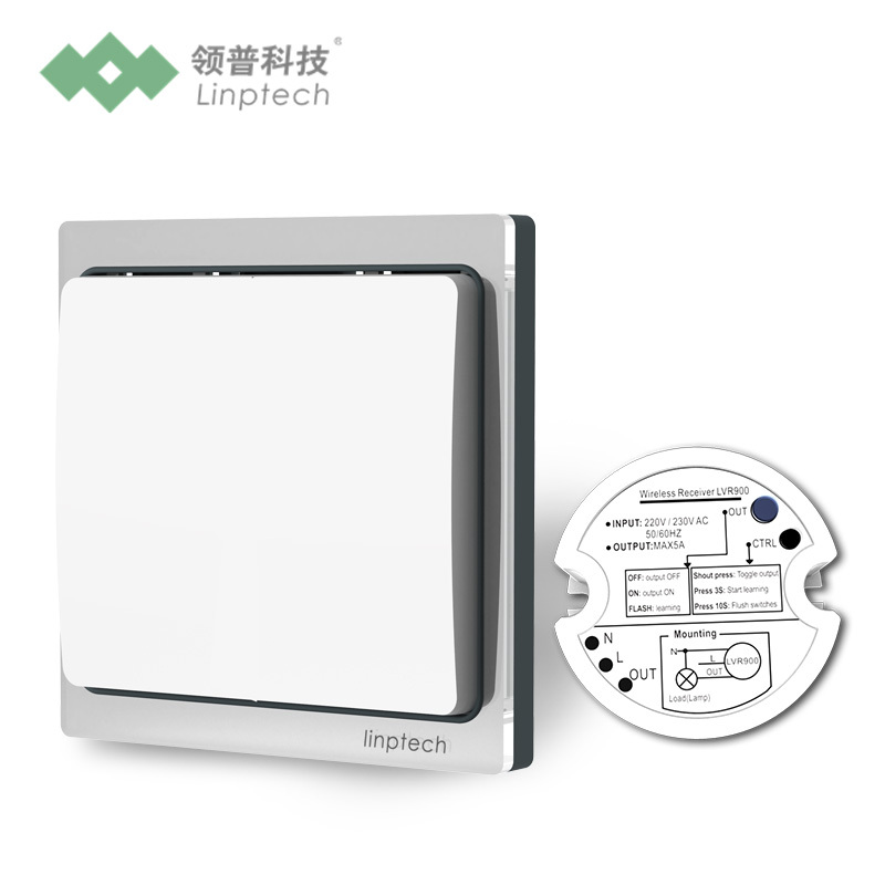 领普科技(linptech)无线遥控开关面板 自发电无线智能学习型单路遥控器家居220V K4单开开关面板白色