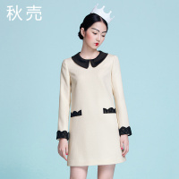 [下架]秋売秋装新款撞色蕾丝复古A字型连衣裙4Q147