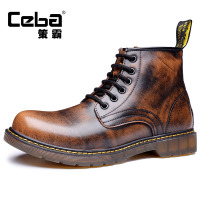 策霸2018秋季上新马丁靴男潮靴英伦皮靴子工装靴高帮复古韩版马丁靴
