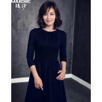 褶皱收腰A摆长袖连衣裙D21364Y15M