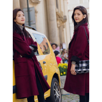 MIWE蜜维2017秋冬新品酒红毛呢外套8409-88083-P145