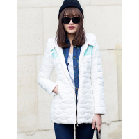 冬装休闲带帽拼接网眼羽绒服