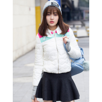 冬装撞色拼接休闲运动短款羽绒服