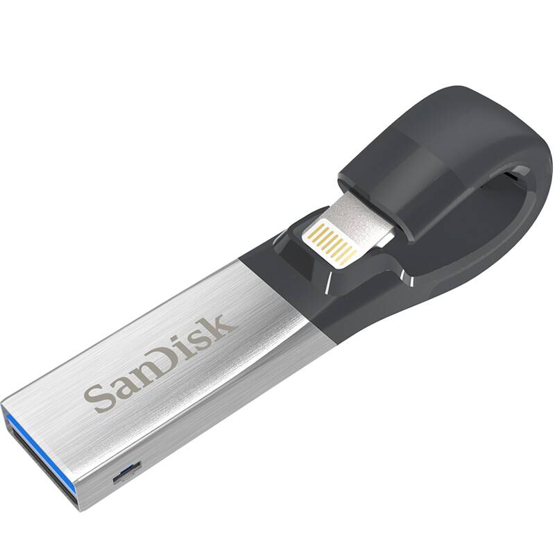 闪迪(Sandisk)128GB 欢欣i享苹果手机U盘 iPhone/iPad内存扩容 银色