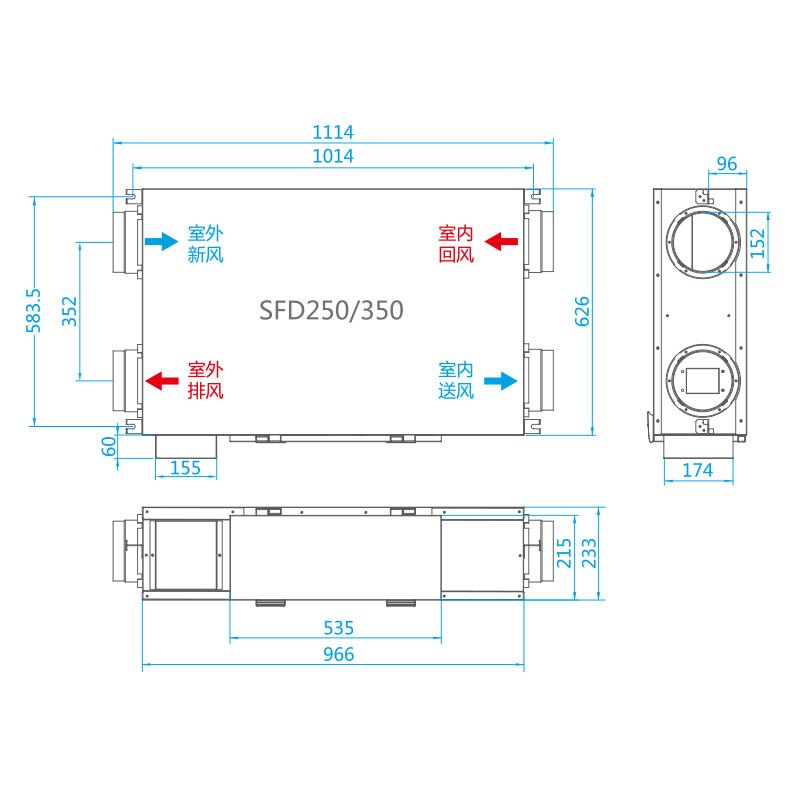 赛菲(SAIFI)吊顶新风净化机SFD500 全热交换新风机过滤PM2.5除甲醛 静音双向流 家用吊顶式
