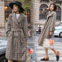 毛呢外套双排扣2017年冬季长袖长款气质时尚韩版百搭简约街头