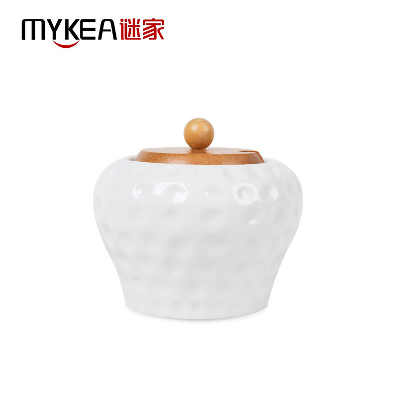 谜家 调料罐陶瓷调料盒调味罐调味盒盐罐套装厨房用品三件套 皎月