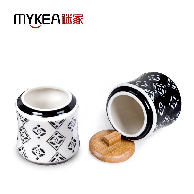 谜家 釉下彩绘调味罐欧式调料罐陶瓷家用调味盒套装盐罐调料瓶厨房用品套装