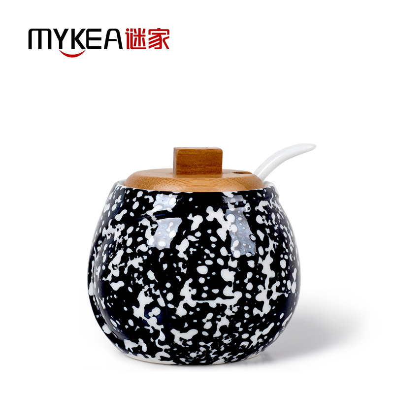 谜家厨房用品釉下彩绘陶瓷盐罐调味罐家用佐料瓶组合装调味瓶调味盒套装