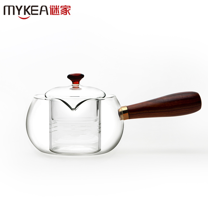 谜家 260ml玻璃茶壶泡茶壶红茶黑茶煮茶器耐高温茶水壶带过滤内胆茶具泡茶器办公室泡茶具飘逸杯
