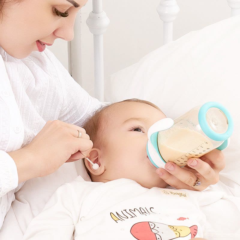 纽因贝 婴儿专用棉签葫芦头 耳鼻清洁两用 宝宝棉棒60支图片