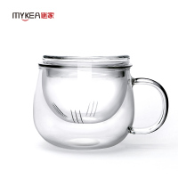 谜家 玻璃茶杯泡茶杯花茶杯红茶黑茶飘逸杯耐高温茶水杯带过滤内胆茶具 300ml茶杯单只