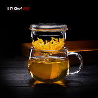 谜家 玻璃茶杯泡茶杯花茶杯红茶黑茶飘逸杯耐高温茶水杯带过滤内胆茶具 300ml茶杯单只