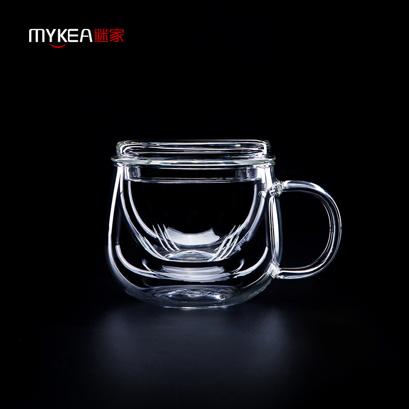 谜家 玻璃茶杯泡茶杯花茶杯红茶黑茶飘逸杯耐高温茶水杯带过滤内胆茶具 300ml茶杯单只