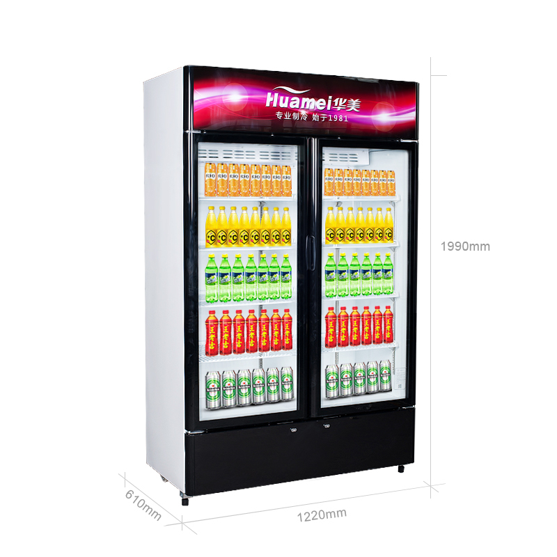 华美(Huamei)LC-780X 780升双门展示柜保鲜冷藏柜铜管 立式商用小型冰柜单门饮料柜 啤酒冷藏柜冰吧 侧开门