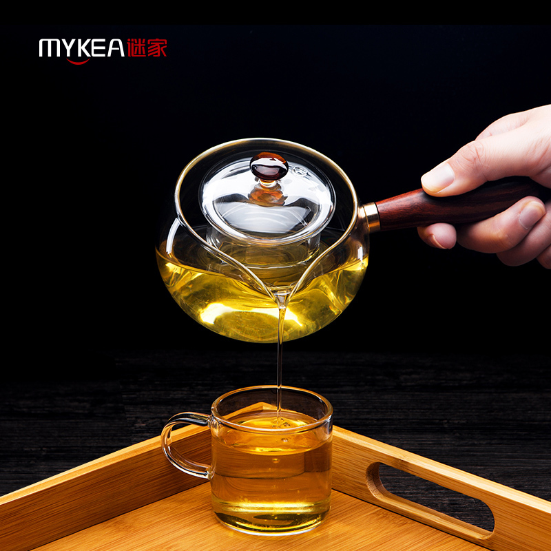 谜家 玻璃茶杯喝茶杯办公杯红茶绿茶杯茶具配件喝水杯泡茶杯功夫茶杯小玻璃杯 香茗杯6只