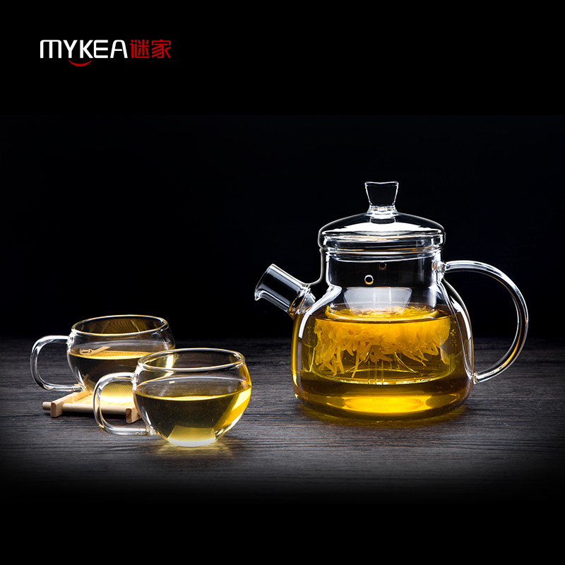 谜家 850ml玻璃茶壶泡茶壶花茶壶红茶黑茶煮茶器耐高温茶水壶带过滤内胆茶具泡茶器飘逸杯