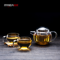 谜家 350ml玻璃茶壶泡茶壶花茶壶红茶黑茶煮茶器耐高温带过滤内胆茶具泡茶器飘逸杯 小圆壶单只