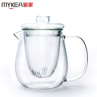 谜家 550ml玻璃茶壶泡茶壶花茶壶红茶黑茶煮茶器耐高温茶水壶带过滤内胆茶具泡茶器飘逸杯 琉彩侧把壶单只