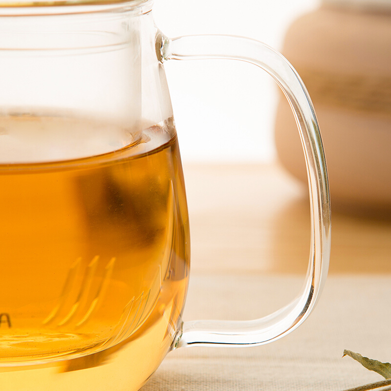 谜家 550ml玻璃茶壶泡茶壶花茶壶红茶黑茶煮茶器耐高温茶水壶带过滤内胆茶具泡茶器飘逸杯 琉彩侧把壶单只