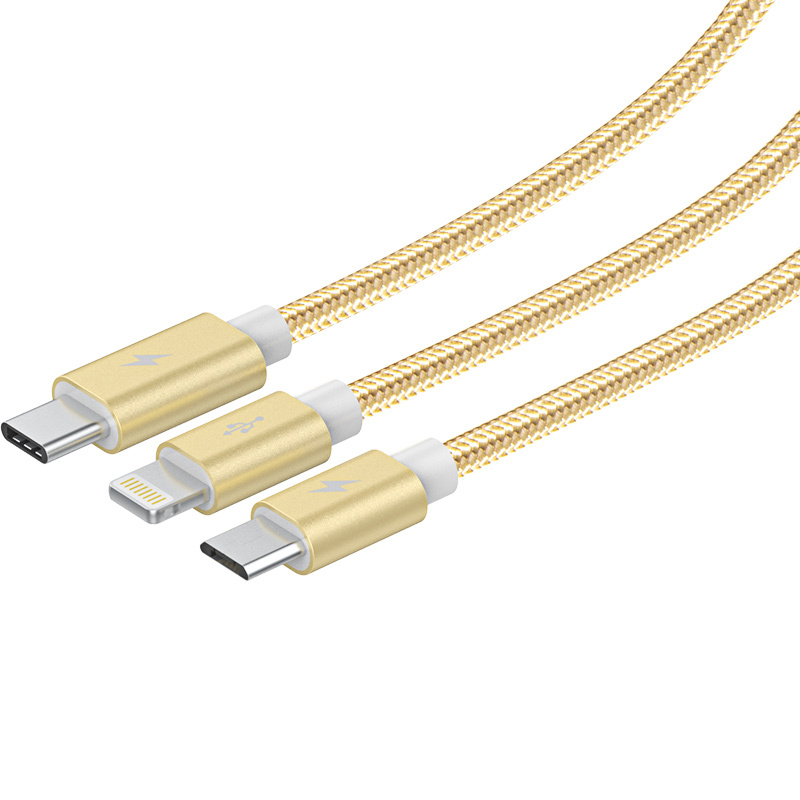 幻响(i-mu)Type-C/安卓/苹果手机三合一快充数据线充电线 1.2米 适合iPhone8/X/6S/7华为小米等