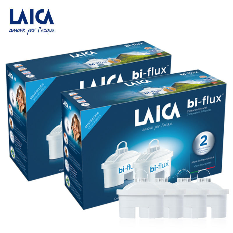 莱卡(LAICA)双导流滤芯bi-flux(F2M)意大利进口家用便携式滤水壶台式超滤机净饮机滤芯4枚装通用自来水滤芯