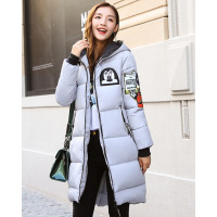 2017冬季韩版连帽中长款贴布羽绒棉服女学生装加厚外套1809#