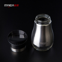谜家 不锈钢调味罐玻璃调料罐调味调料瓶调料盒厨房用品125ml 三色可选 黑色单只