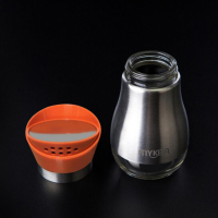谜家 不锈钢调味罐玻璃调料罐调味调料瓶调料盒厨房用品125ml 三色可选 橙色单只
