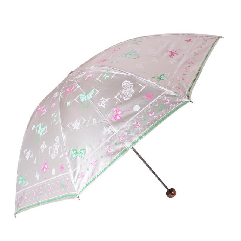 天堂伞 防紫外线 三折 雨伞 米色 33001E (把)