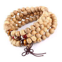 悦木之源 手工新款 精选天然越南芽庄沉香虎眼石隔珠108颗佛珠手链8mm 周长约86cm 男女同款