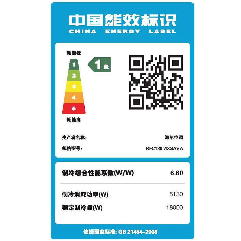 海尔商用(Haier) RFC180MXSAVA(G) 7匹变频冷暖一拖五 中央空调一拖多 1级能效 94~140㎡