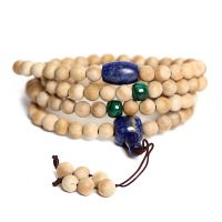 悦木之源 天然金丝楠新料+青金石配饰108颗佛珠手链8mm 男女同款